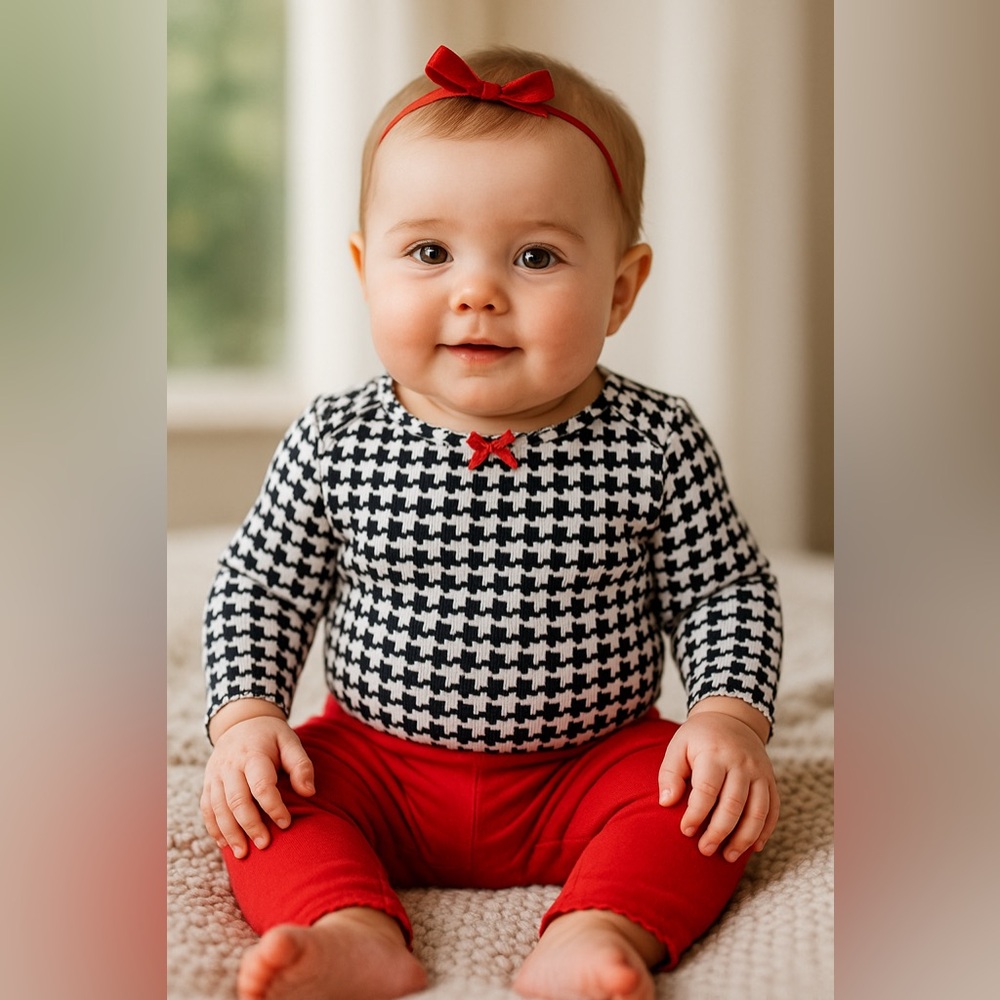 Carter’s Scottie Dog 2-Piece Holiday Outfit Long Sleeve Bodysuit + Red Pants 6M